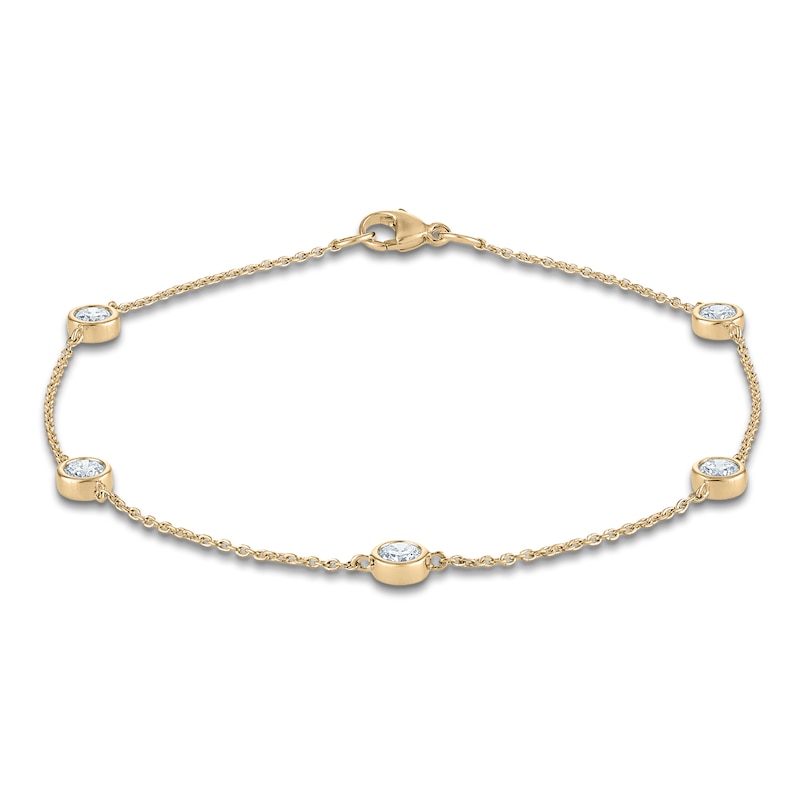 Main Image 2 of Lab-Grown Diamond Bezel-Set Station Bracelet 1/2 ct tw 14K Yellow Gold 7.5"