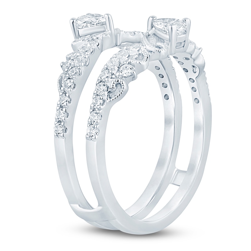 Main Image 2 of Certified Pear-Shaped & Round-Cut Diamond Milgrain Enhancer Ring 5/8 ct tw 14K White Gold
