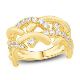 Unspoken Diamond Crossover Ring 3/4 ct tw 14K Yellow Gold