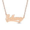 Thumbnail Image 1 of Diamond Accent Hearts Name Necklace 24K Rose Gold-Plated Sterling Silver 18"