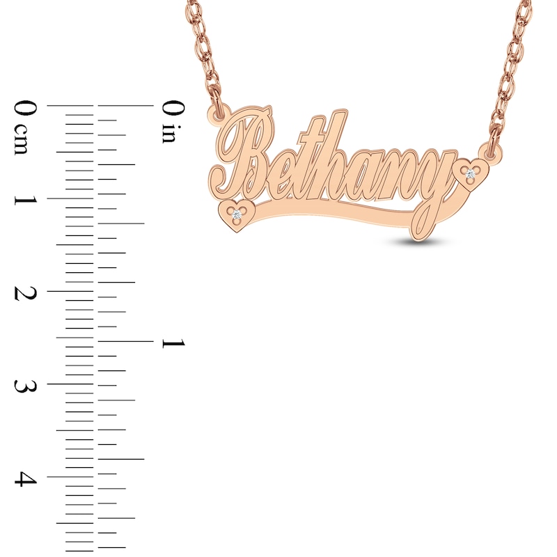 Main Image 4 of Diamond Accent Hearts Name Necklace 24K Rose Gold-Plated Sterling Silver 18"