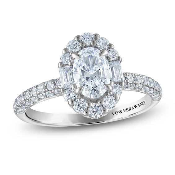 Vera Wang VOW Oval-Cut Diamond Halo Engagement Ring 1-1/2 ct tw 14K White Gold