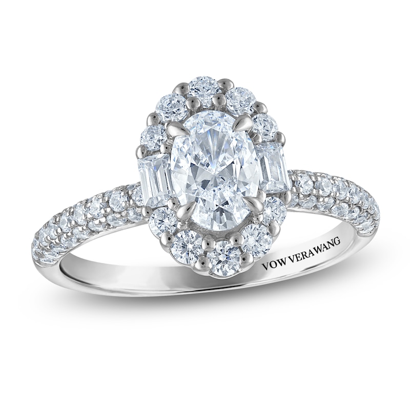 Main Image 1 of Vera Wang VOW Oval-Cut Diamond Halo Engagement Ring 1-1/2 ct tw 14K White Gold