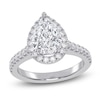 Thumbnail Image 1 of Certified Pear-Shaped Lab-Grown Diamond Halo Engagement Ring 2 ct tw 14K White Gold