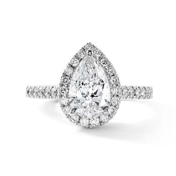 Certified Pear-Shaped Lab-Grown Diamond Halo Engagement Ring 2 ct tw 14K White Gold