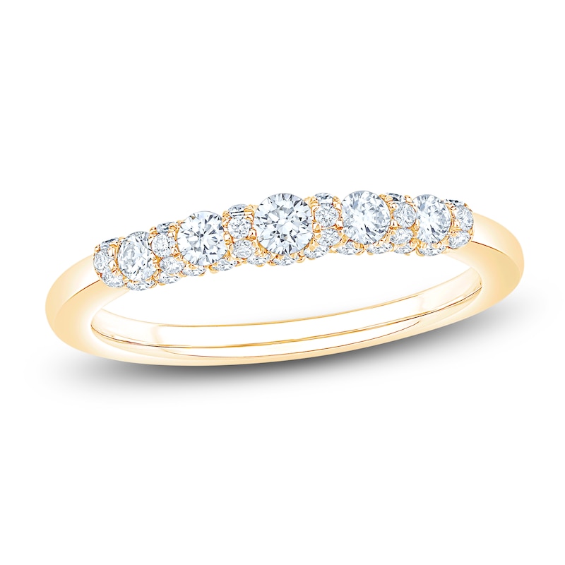 Main Image 1 of Certified Diamond Scalloped-Edge Anniversary Ring 1/2 ct tw 14K Yellow Gold