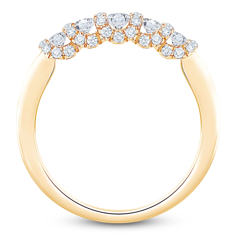 Main Image 2 of Certified Diamond Scalloped-Edge Anniversary Ring 1/2 ct tw 14K Yellow Gold