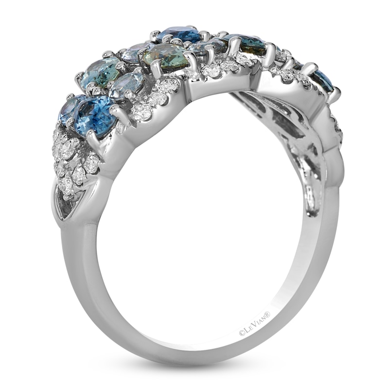 Main Image 2 of Le Vian Oval & Round-Cut Natural Montana Sapphire Ombré Ring 1/3 ct tw Diamonds 14K Vanilla Gold