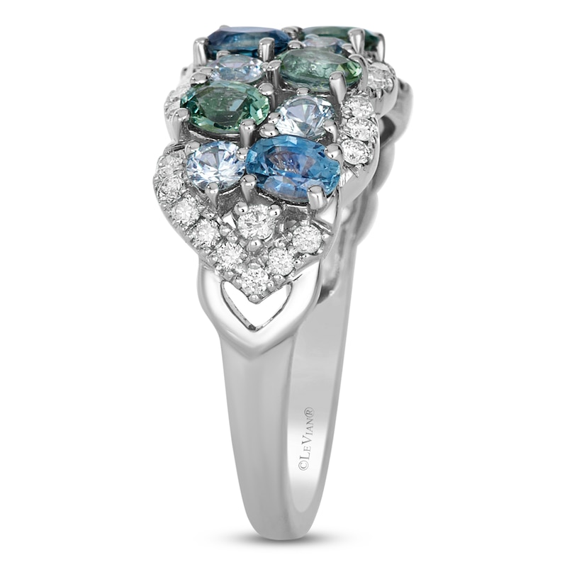 Main Image 3 of Le Vian Oval & Round-Cut Natural Montana Sapphire Ombré Ring 1/3 ct tw Diamonds 14K Vanilla Gold