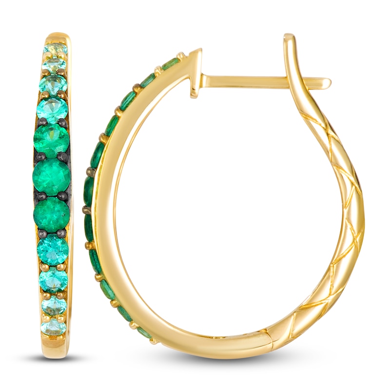 Main Image 1 of Le Vian Emerald Ombré Hoop Earrings 14K Honey Gold