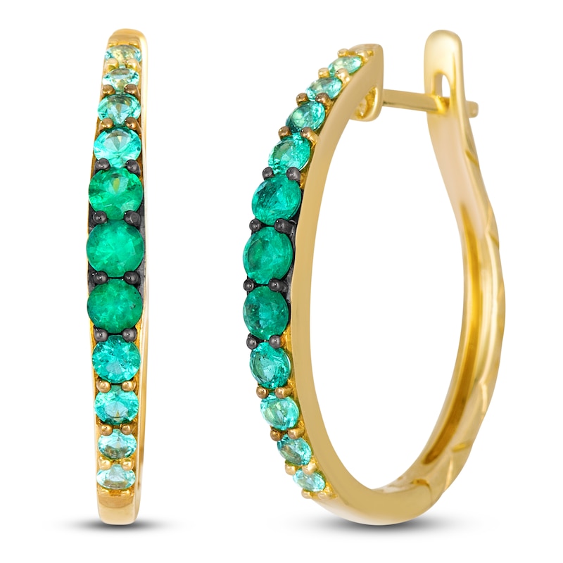 Main Image 2 of Le Vian Emerald Ombré Hoop Earrings 14K Honey Gold