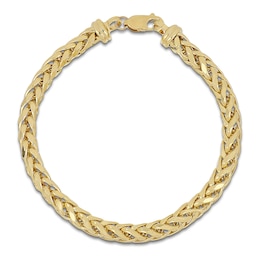 Palmier Wheat Chain Bracelet 6.8mm Hollow 14K Yellow Gold 9"