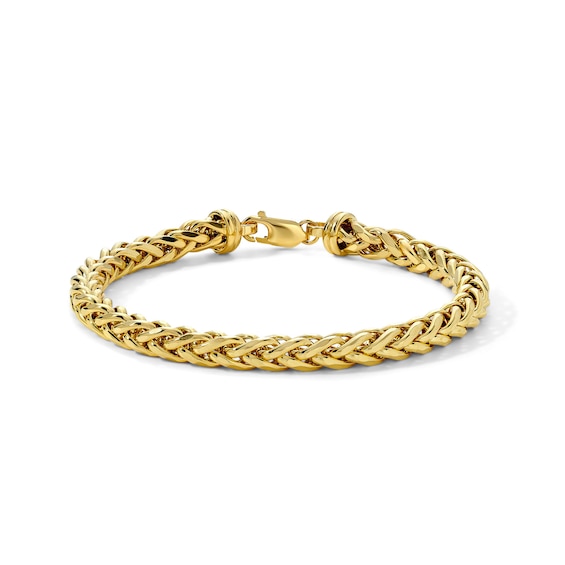 Palmier Wheat Chain Bracelet 6.8mm Hollow 14K Yellow Gold 9"