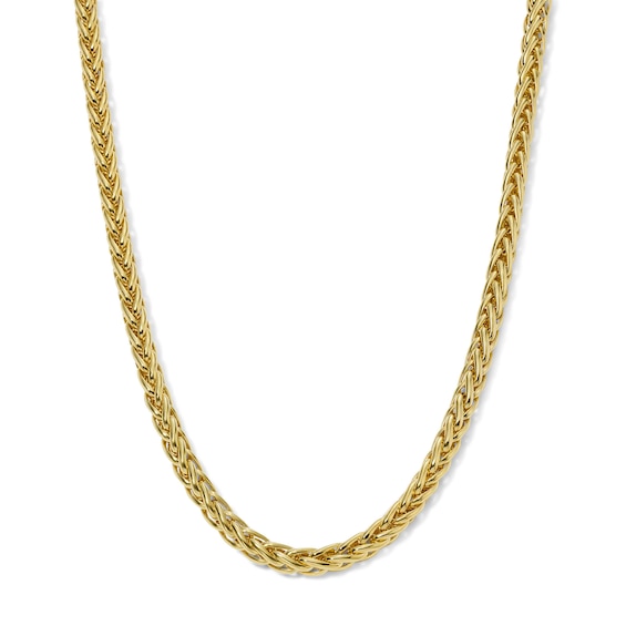 Palmier Wheat Chain Necklace 4.3mm Hollow 14K Yellow Gold 9"