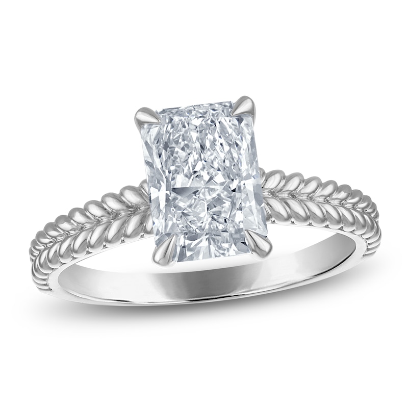 Main Image 1 of Certified Radiant-Cut Lab-Grown Diamond Hidden Halo Engagement Ring 2 ct tw 14K White Gold