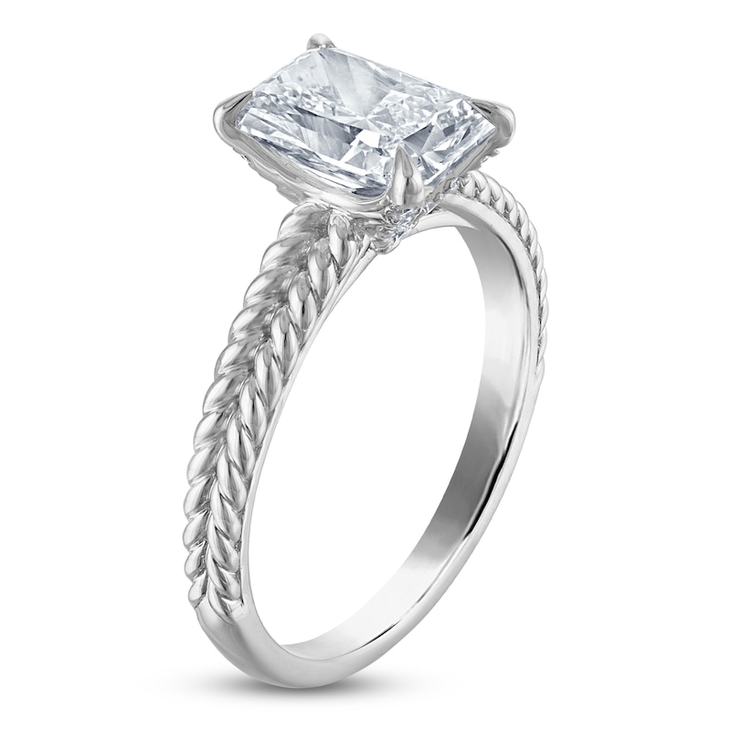 Main Image 2 of Certified Radiant-Cut Lab-Grown Diamond Hidden Halo Engagement Ring 2 ct tw 14K White Gold