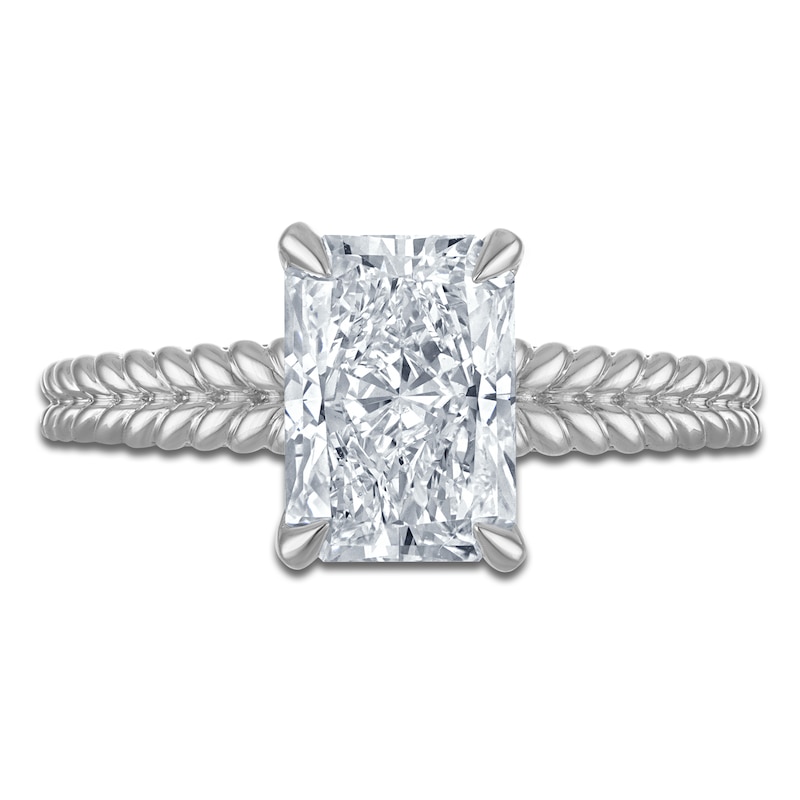 Main Image 3 of Certified Radiant-Cut Lab-Grown Diamond Hidden Halo Engagement Ring 2 ct tw 14K White Gold