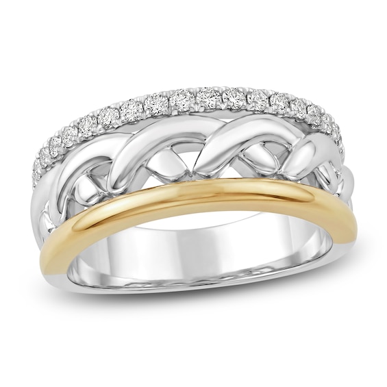 Unspoken Diamond Crossover Ring 1/4 ct tw Sterling Silver & 14K Yellow Gold