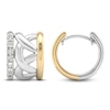 Thumbnail Image 1 of Unspoken Diamond Crossover Huggie Hoop Earrings 1/4 ct tw Sterling Silver & 14K Yellow Gold