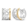 Thumbnail Image 2 of Unspoken Diamond Crossover Huggie Hoop Earrings 1/4 ct tw Sterling Silver & 14K Yellow Gold