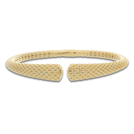 Italia D'Oro Domed Woven Tapered Cuff Bracelet 14K Yellow Gold-Plated Sterling Silver