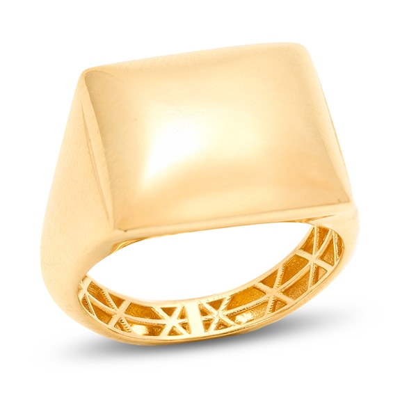 Italia D'Oro Domed Rectangular Signet Ring 14K Yellow Gold-Plated Sterling Silver