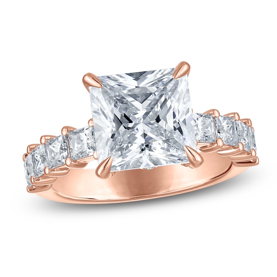 Certified Princess-Cut Lab-Grown Diamond Hidden Halo Engagement Ring 6-1/3 ct tw 14K Rose Gold