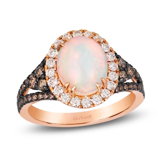 Le Vian Oval-Shaped Natural Opal Halo Cocktail Ring 5/8 ct tw Diamonds 14K Strawberry Gold
