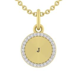 1/15 ct tw Diamond Round Disc Necklace (1 Initial)