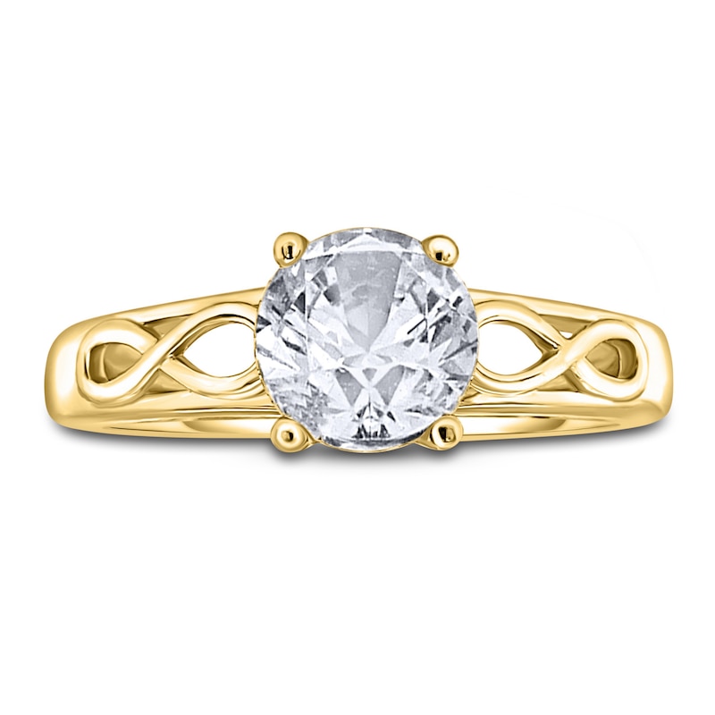 Main Image 3 of Diamond Solitaire Infinity Engagement Ring 1/2 ct tw Round 14K Yellow Gold (I2/I)