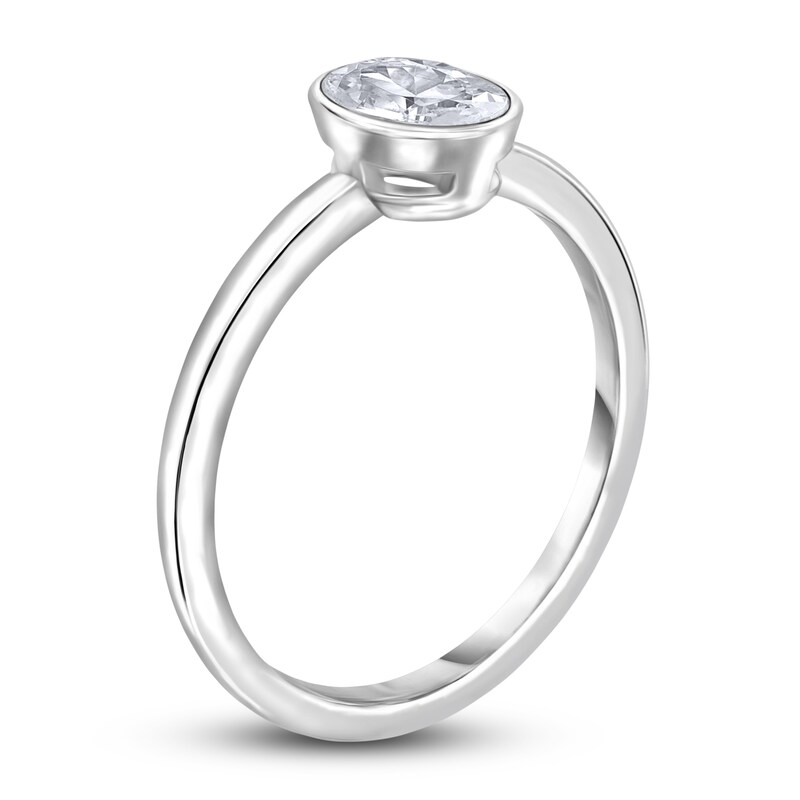 Main Image 2 of Diamond Solitaire Engagement Ring 3/4 ct tw Bezel-Set Oval 14K White Gold (I2/I)