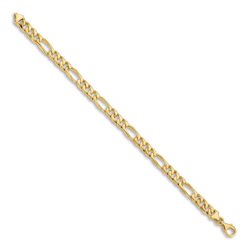 Main Image 2 of Men's Solid Figaro Chain Bracelet 14K Yellow Gold 7.0mm 8"