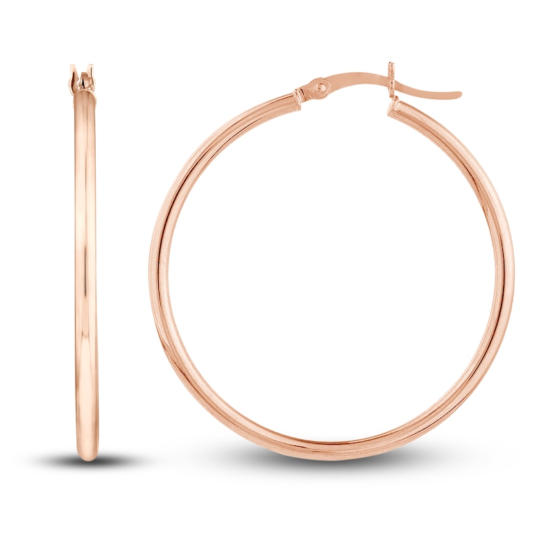 Polished Hoop Earrings 14K Rose Gold 35mm