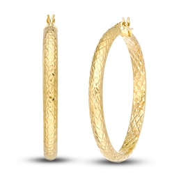 Diamond-Cut In/Out Hoop Earrings 14K Yellow Gold 40mm