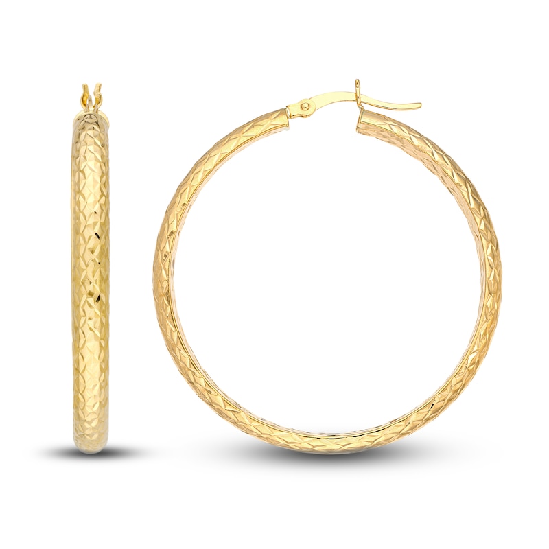 Main Image 2 of Diamond-Cut In/Out Hoop Earrings 14K Yellow Gold 40mm