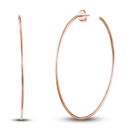 Round Wire Hoop Earrings 14K Rose Gold 50mm