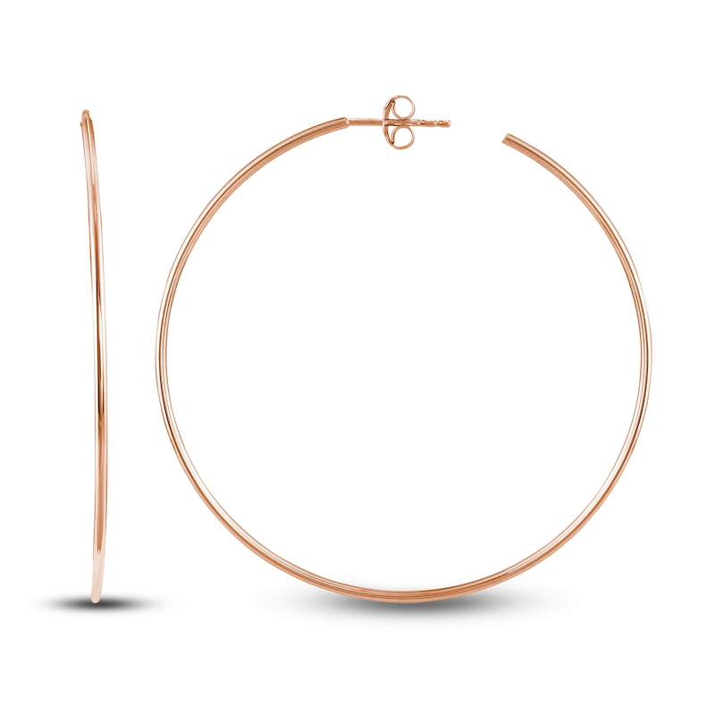 Main Image 2 of Round Wire Hoop Earrings 14K Rose Gold 50mm
