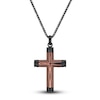 Thumbnail Image 1 of Men's Carbon Fiber Cross Necklace Black Ion-Plated Stainless Steel 24"