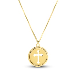 Cutout Cross Necklace 14K Yellow Gold 16"