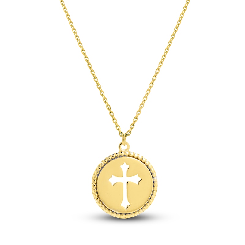Main Image 1 of Cutout Cross Necklace 14K Yellow Gold 16"