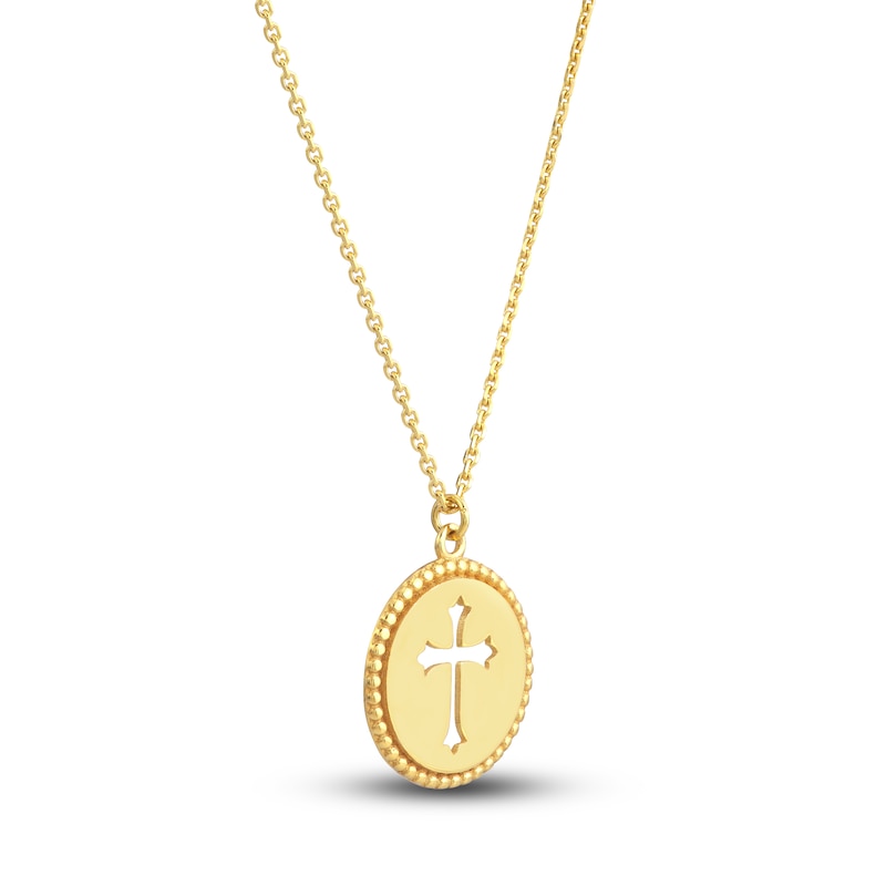 Main Image 2 of Cutout Cross Necklace 14K Yellow Gold 16"