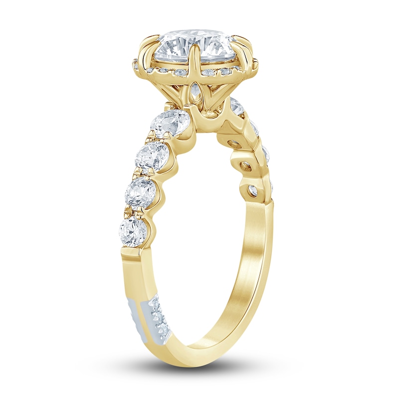 Pnina Tornai Lab-Created Diamond Engagement Ring 2-7/8 ct tw Round 14K Yellow Gold