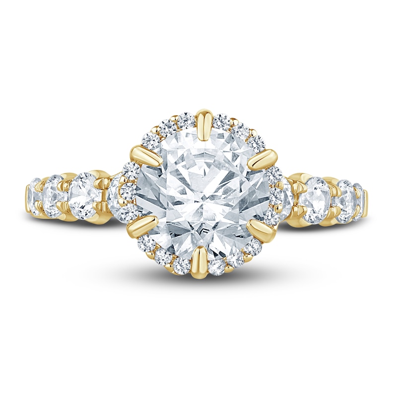 Pnina Tornai Lab-Created Diamond Engagement Ring 2-7/8 ct tw Round 14K Yellow Gold