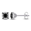 Black & White Diamond Halo Stud Earrings 1 ct tw Round 10K White Gold