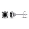 Thumbnail Image 1 of Black & White Diamond Halo Stud Earrings 1 ct tw Round 10K White Gold