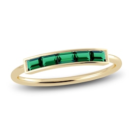 Juliette Maison Natural Emerald Baguette Bar Ring 10K Yellow Gold