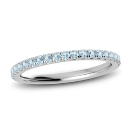 Juliette Maison Natural Aquamarine Eternity Ring 10K White Gold