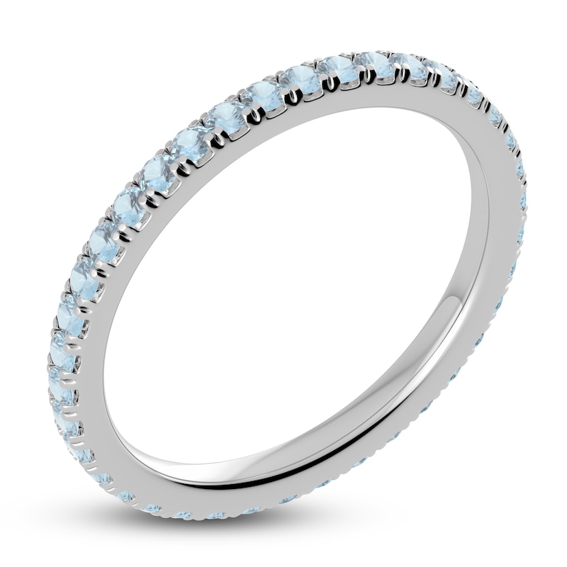Main Image 2 of Juliette Maison Natural Aquamarine Eternity Ring 10K White Gold