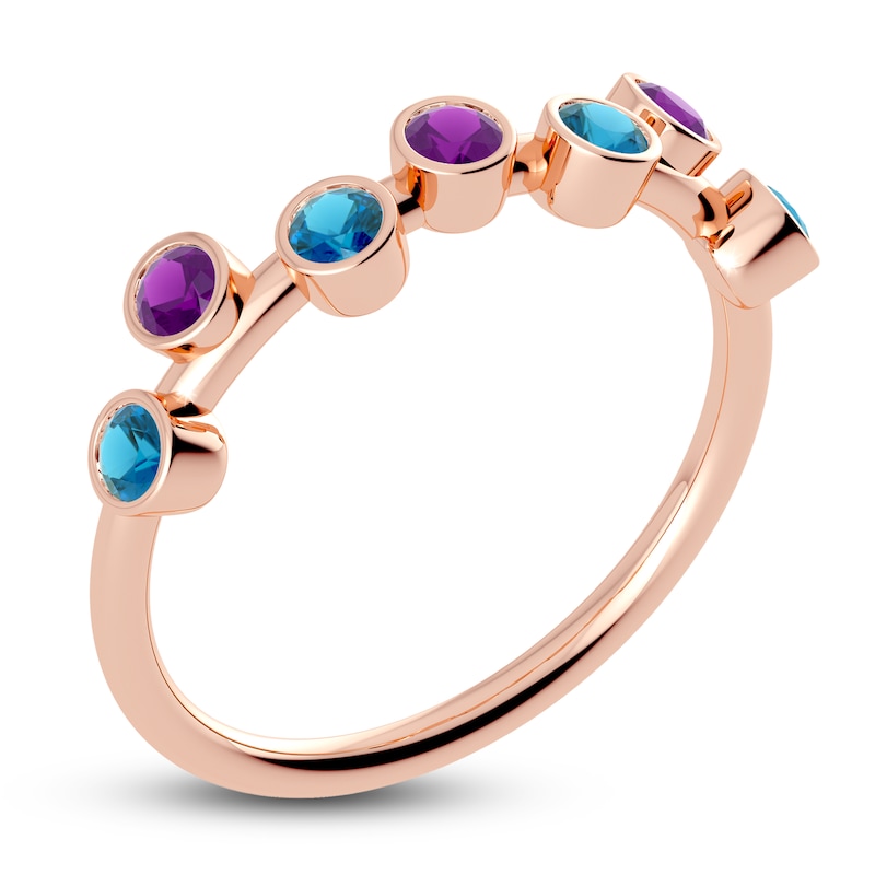 Main Image 2 of Juliette Maison Natural Amethyst & Natural Blue Zircon Ring 10K Rose Gold