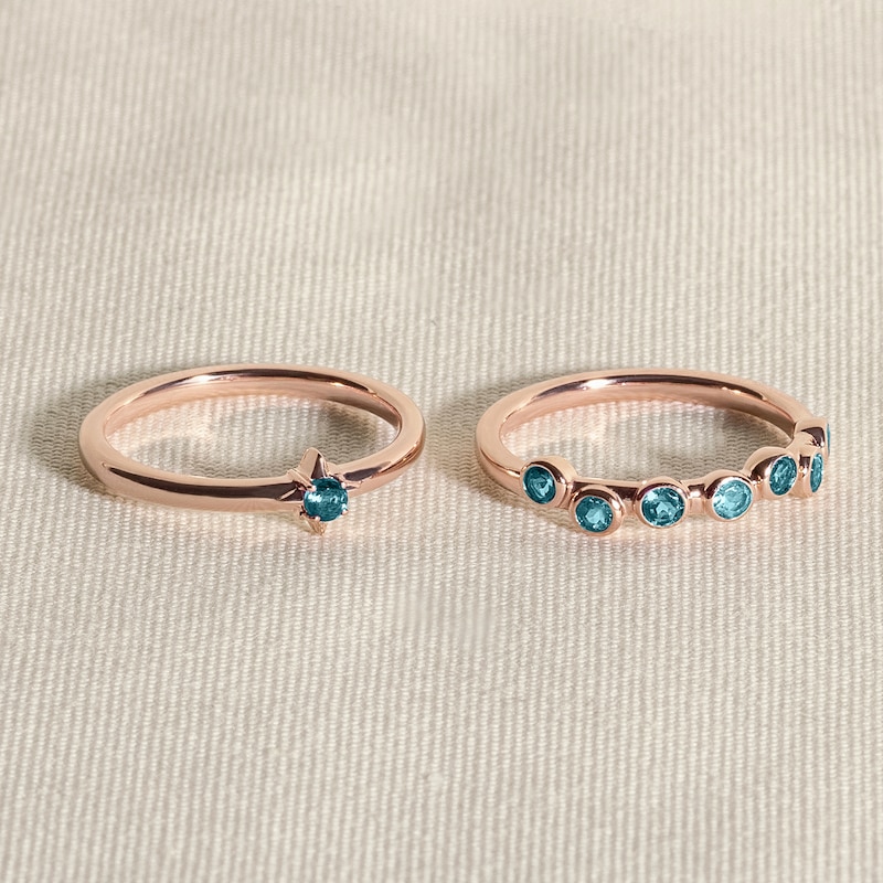 Main Image 4 of Juliette Maison Natural Amethyst & Natural Blue Zircon Ring 10K Rose Gold